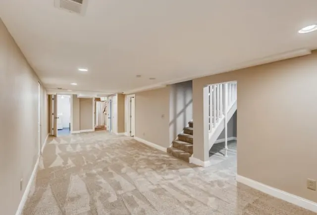 Finished basement with new carpet, Twin Cities