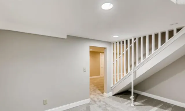Finished basement stairway and family room, Twin Cities
